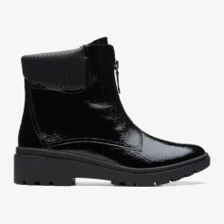 Calla Zip Black Crinkle Patent|Clarks Clearance