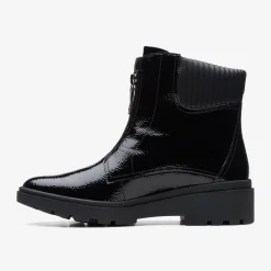 Calla Zip Black Crinkle Patent|Clarks Clearance