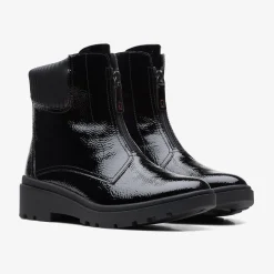 Calla Zip Black Crinkle Patent|Clarks Clearance