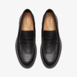 Un Shire Step Black Leather|Clarks Hot