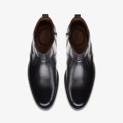 Whiddon Zip Black Leather|Clarks Online